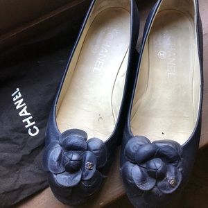 Navy Chanel flats